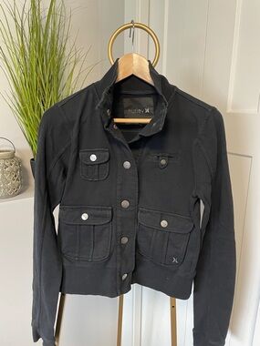 Hurley Vintage Utility Military-Style Jacket, Black, size M, fits like S